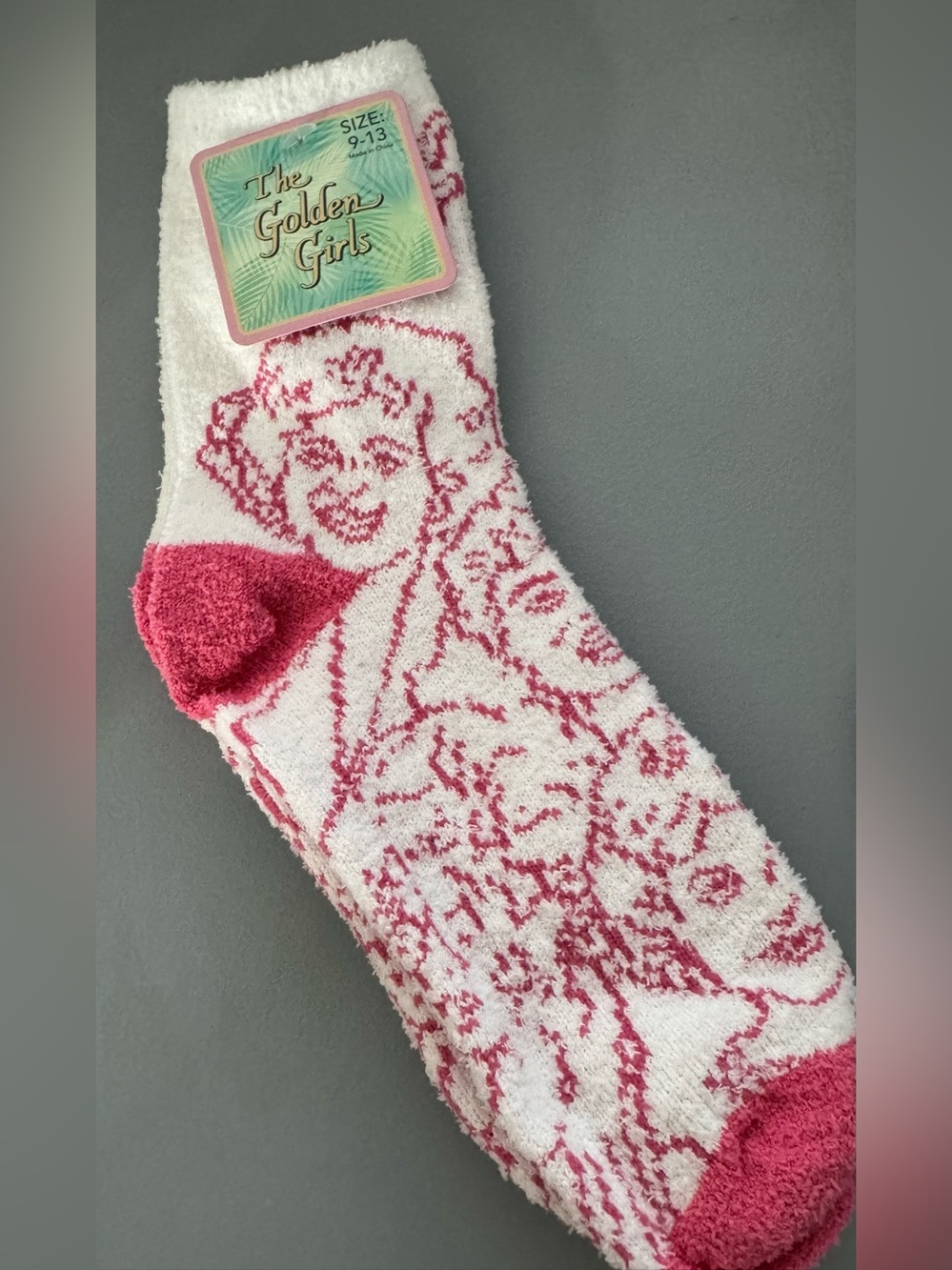 The golden girls tv show fuzzy White & Pink Cozy Crew Socks